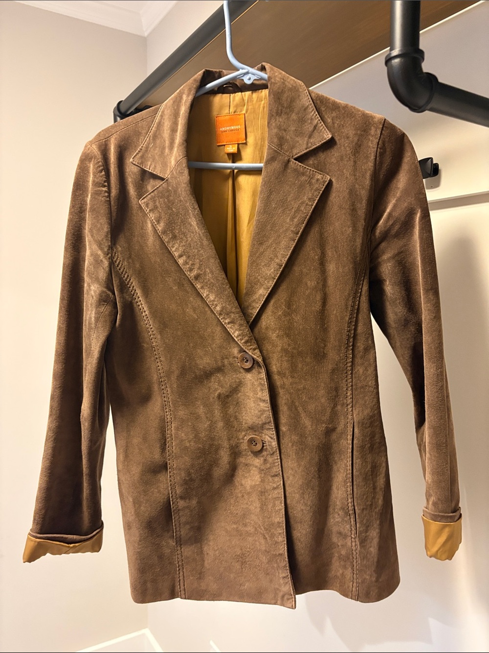 Brown Suede Two-Button Blazer Jacket by John Carlisle